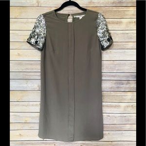 NWT! Chelsea & Violet Taupe Sequin Sleeve Dress